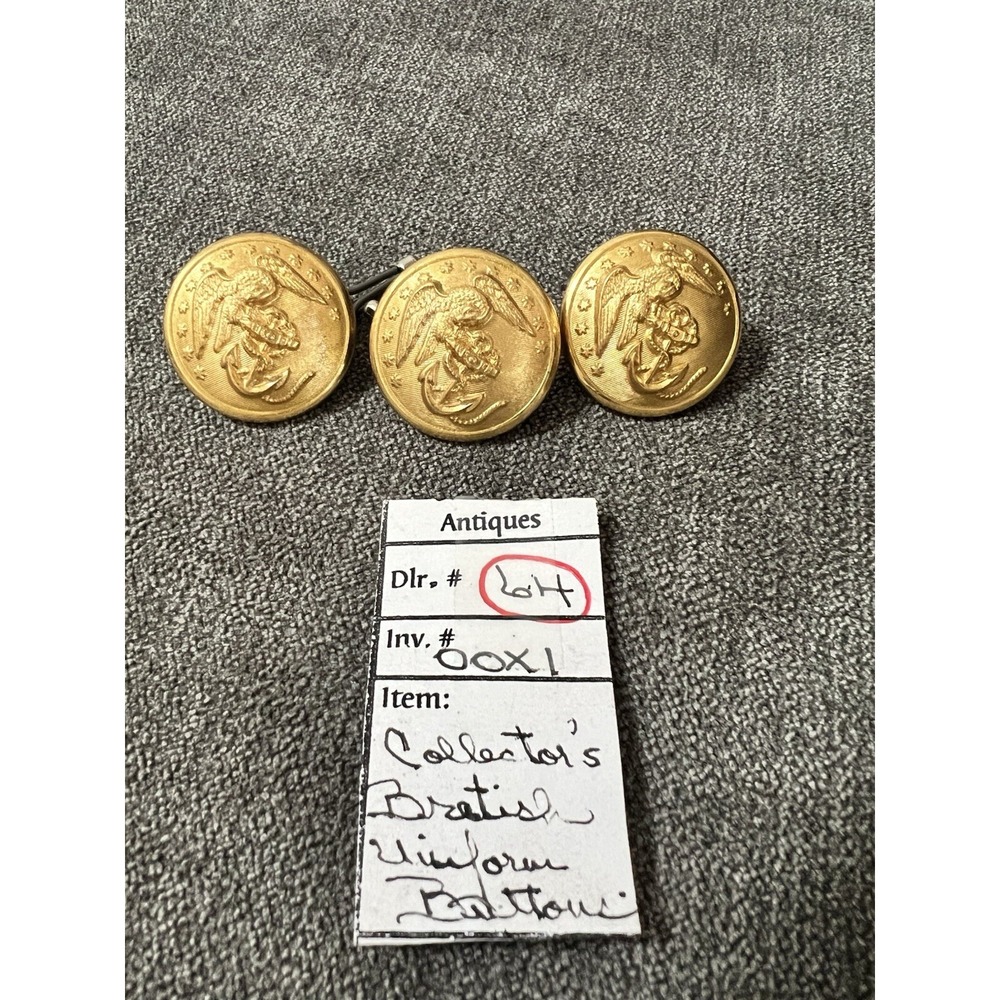 3 VTG ‎ 1" J.R.Gaunt & Sons Gold Military Buttons Rouses Pt. NY Made in England